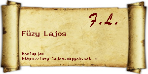 Füzy Lajos névjegykártya